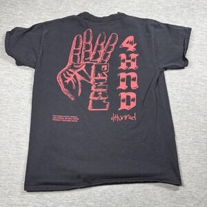 4Hunnid T-Shirt Men L Black 4 Real Hand Graphic YG Zumiez Exclusive Streetwear T